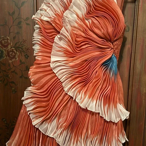 geisha designs 3d floral dress Geisha Designs 3D Floral Asymmetrical Pleated Dress
